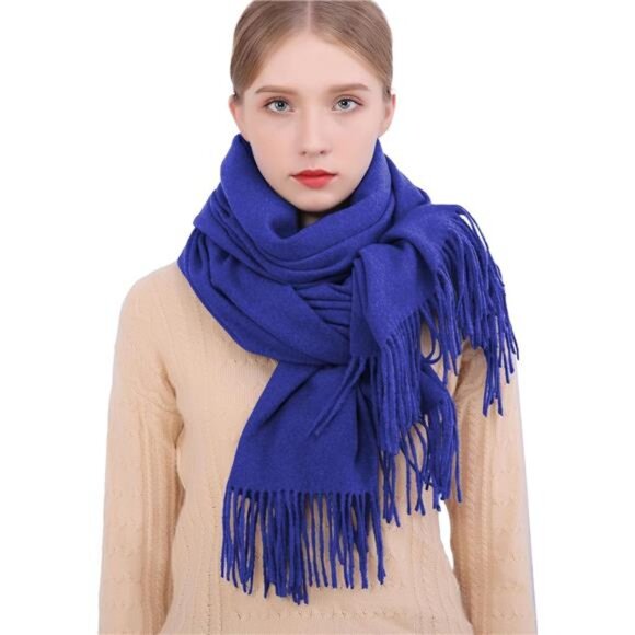 Large Warm Soft Scarves Royal Blue - Picture 7 of 7